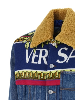 Versace Logo Intarsia Denim Jacket