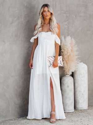 Can't Hurry Love Off The Shoulder Maxi Dress - Off White