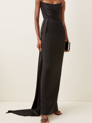 Kirby Drape-detailed Satin Crepe Strapless Gown