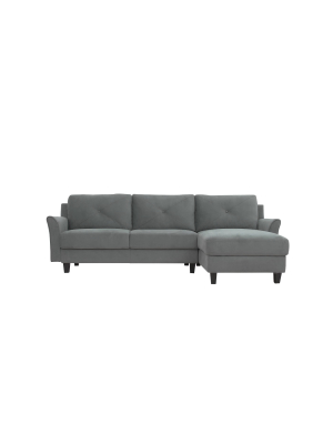 Hansen 3 Seat Sectional Sofa With Curved Arms Light Gray - Lifestyle Solutions