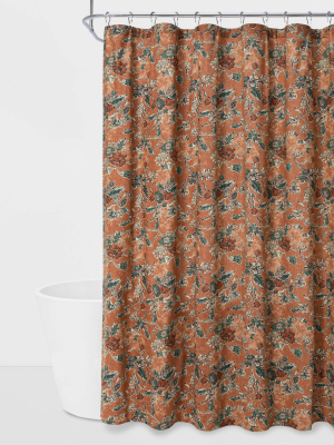 Daisy Vine Printed Shower Curtain Brown - Threshold™