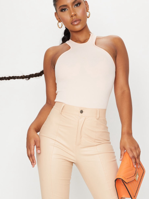 Nude Crepe Racer Neck Bodysuit