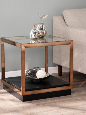 Lexing Glass Top End Table Champagne - Aiden Lane