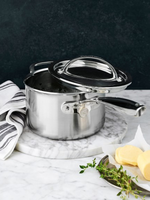 Williams Sonoma Signature Thermo-clad™ Brushed Stainless-steel Saucepan, 3-qt.