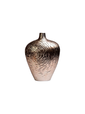 Rose Swirl Ceramic Vase Cognac 12" - Drew Derose