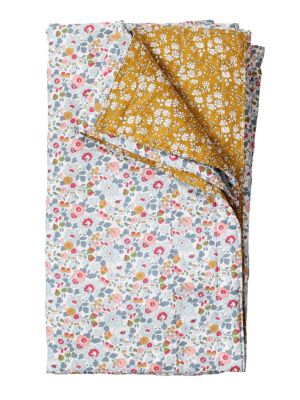 Stitch Border Bedspread Made With Liberty Fabric Betsy Grey & Capel Mustard