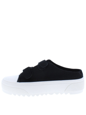 Heys4 Black Dual Velcro Strap Slide On Sneaker Flat