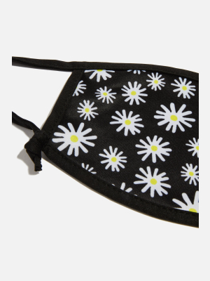 **2 Pack Black And Daisy Print Fashion Face Mask By Skinnydip