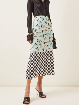 Vaughan Dual-print Crepe Skirt