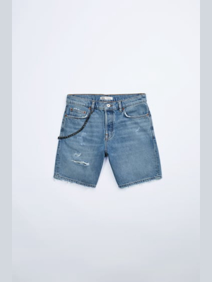 Chain Trim Denim Shorts