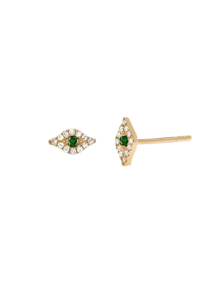 Diamond Evil Eye Studs - Tsavorite