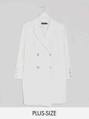 Lavish Alice Plus Blazer Dress With Button Detail In White