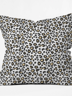 16"x16" Dash And Ash Leopard Heart Throw Pillow Brown - Deny Designs