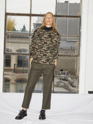 Wool Gabardine Relaxed Pant In Army