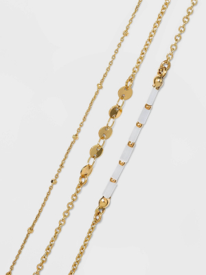 Natural Beads And Discs Anklet Set 3pc - A New Day™ Gold