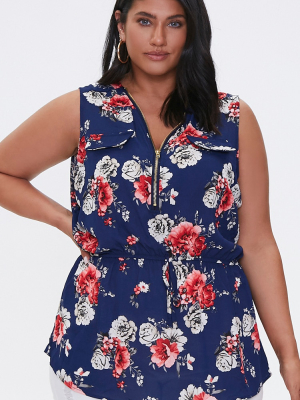 Plus Size Floral Print Top