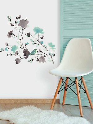 Blossom Watercolor Bird Branch Peel And Stick Wall Decal - Roommates