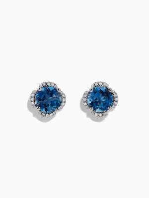 Effy Ocean Bleu 14k Gold London Blue Topaz And Diamond Earrings, 4.25 Tcw