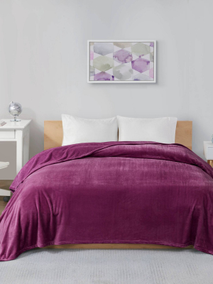 Microlight Plush Solid Brushed Blankets Purple