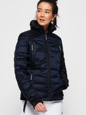 Slim Chevron Funnel Puffer Jacket