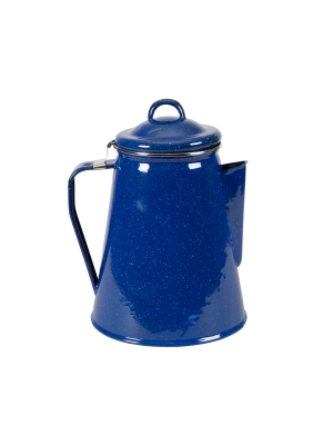 Stansport Enamel Coffee Pot 8 Cup Percolator With Basket Blue