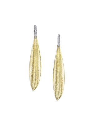 Olive Leaf & Diamond Earrings