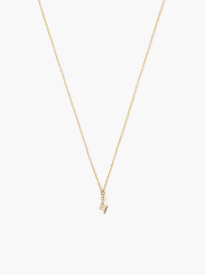 14k Gold Bolt Necklace With Diamond Inlay