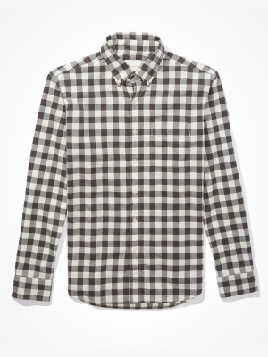 Ae Plaid Brushed Oxford Button Up Shirt