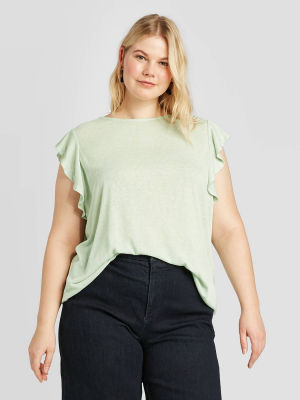 Women's Plus Size Short Sleeve Linen T-shirt - A New Day™