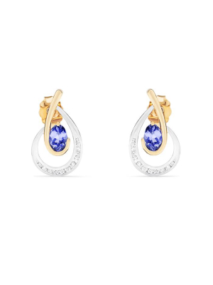 Effy Gemma 14k Two Tone Gold Tanzanite And Diamond Earrings, 1.03 Tcw