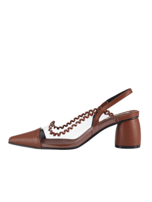 Pvc Curved Middle Slingback – Clear + Brown