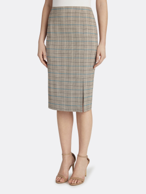 Plaid Side-slit Skirt