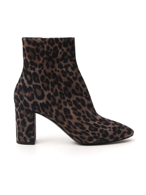 Saint Laurent Lou Leopard Print Ankle Boots