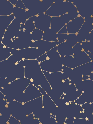 Constellations Self-adhesive Wallpaper In Navy Design By Tempaper