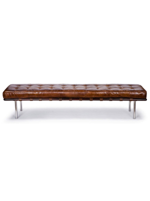 Tufted Gallery Bench In Cigar