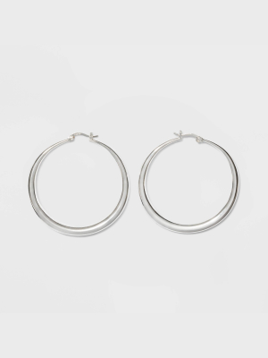 Silver Plated Graduated Hoop Earrings 50mm - A New Day™ Silver