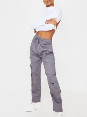 Grey Twill Oversized Utility Pants