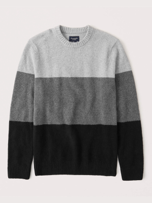 Fuzzy Stripe Crewneck Sweater