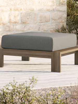 Walker Grey Wash Teak Ottoman With Graphite Sunbrella ® Cushion