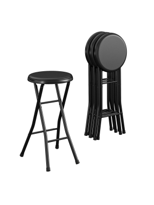 Cosco 24" Vinyl Padded Folding Stool, Black, 4-pack