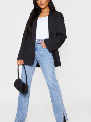 Black Lapel Longline Blazer