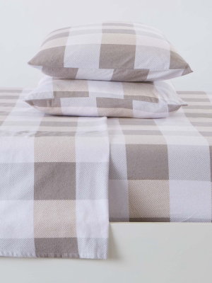 Great Bay Home 100% Cotton Flannel Buffalo Check Sheet Set