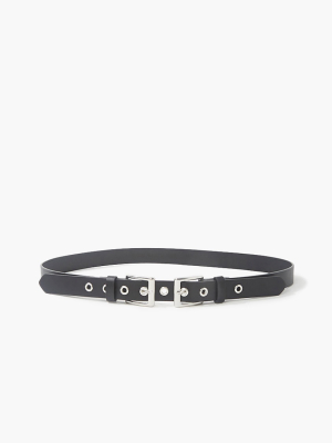 Double-buckle Faux Leather Belt