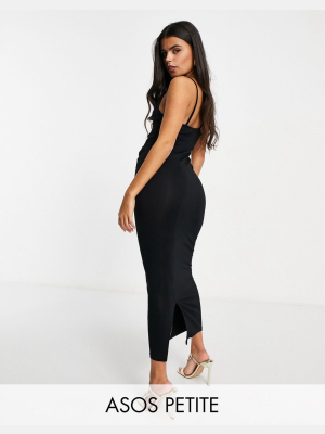 Asos Design Petite Cami Cowl Neck Maxi Dress In Black