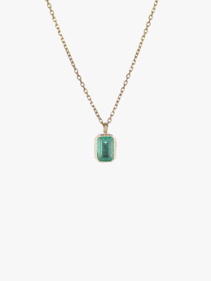 Emerald Cut Emerald Wisp Necklace