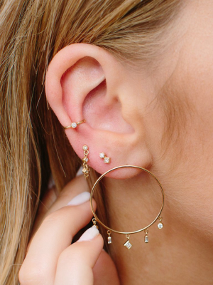 14k Eternity Bezel Diamond Chain To Back Earrings