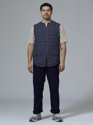 Cotton Linen Check Tweed Vest