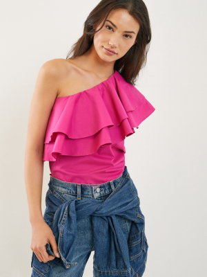 Penelope Ruffled One-shoulder Blouse