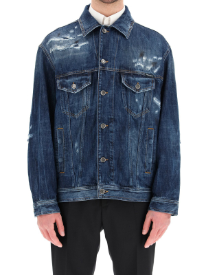 Dolce & Gabbana Distressed Buttoned Denim Jacket