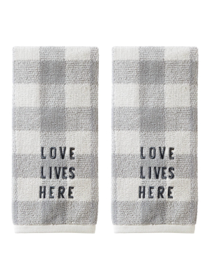 2pc Love Lives Here Hand Towel Set Gray - Skl Home